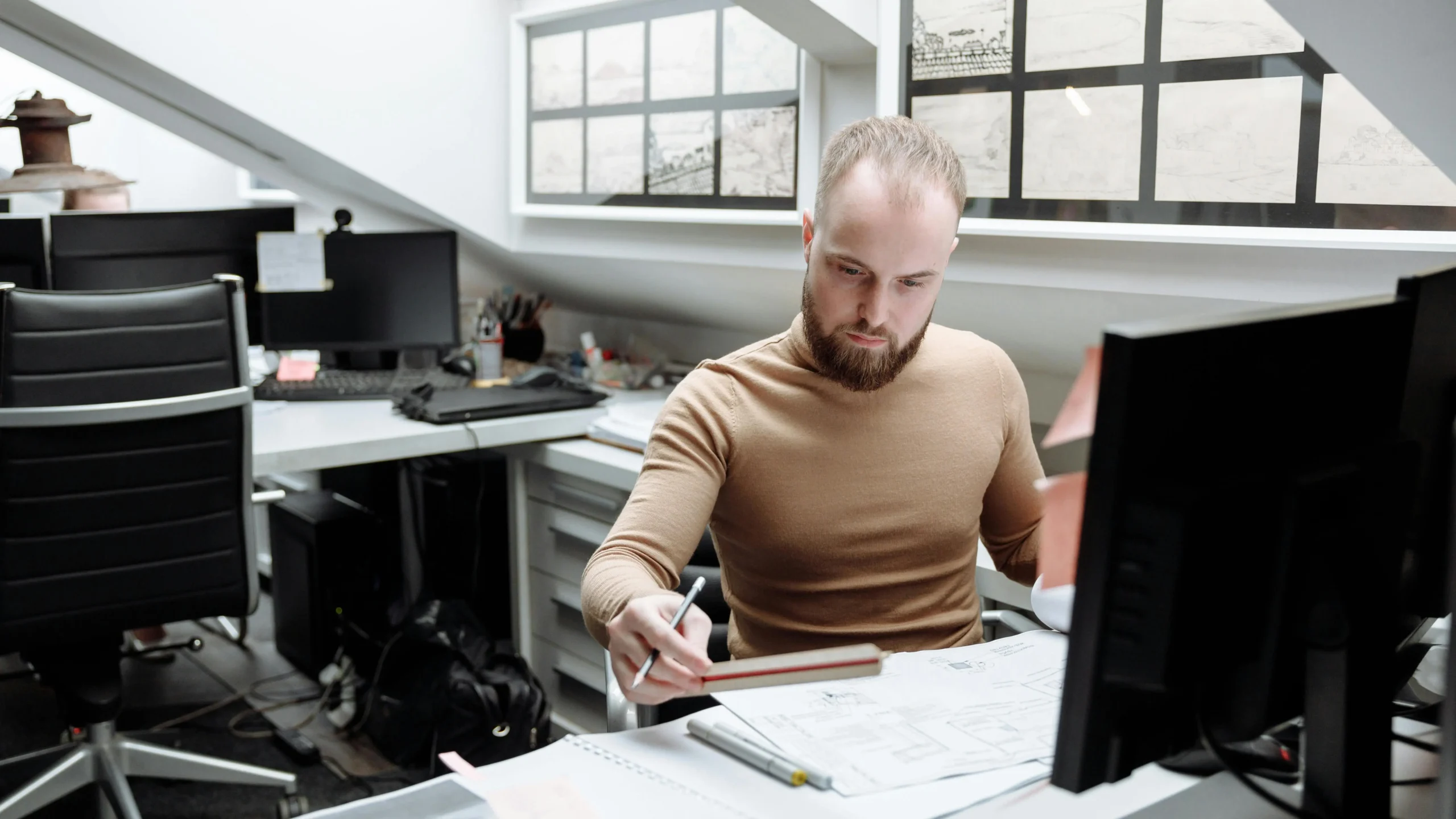 Focused male professional, combating lack of focus at work.